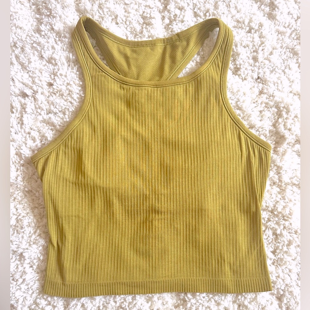 Lululemon Ebb to Street Racerback Crop Tank, Auric Gold - Size 12